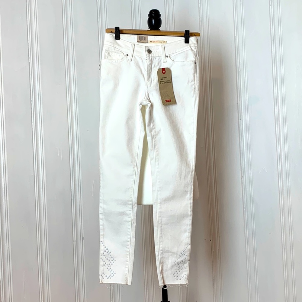 NWT LEVI’S 711 white jeans with studs 8.2 - Picture 2 of 7